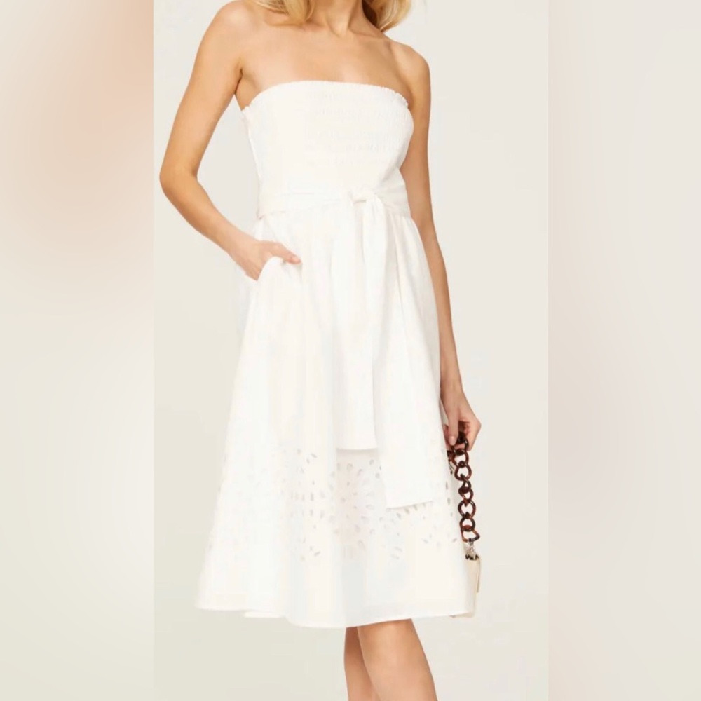 Thakoon White Eyelet Tie Waist Size 4 Very Good Preowned Condition  RTR